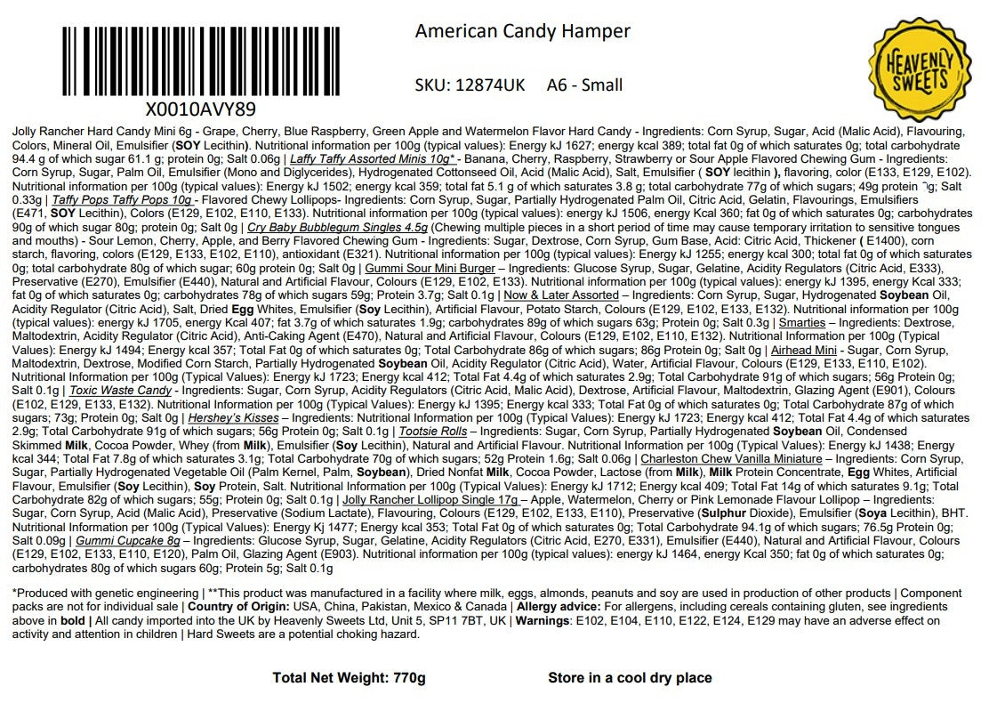 100+ Piece Miniatures American Party Candy Sweets Hamper